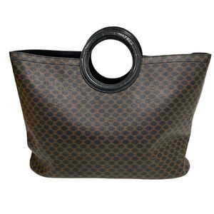 CELINE Circle Logo Macadam Handbag Black